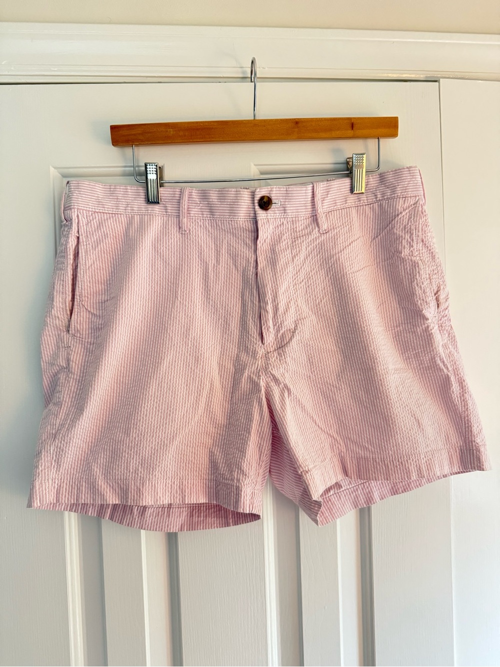 J. Crew Pink and White Seersucker Shorts